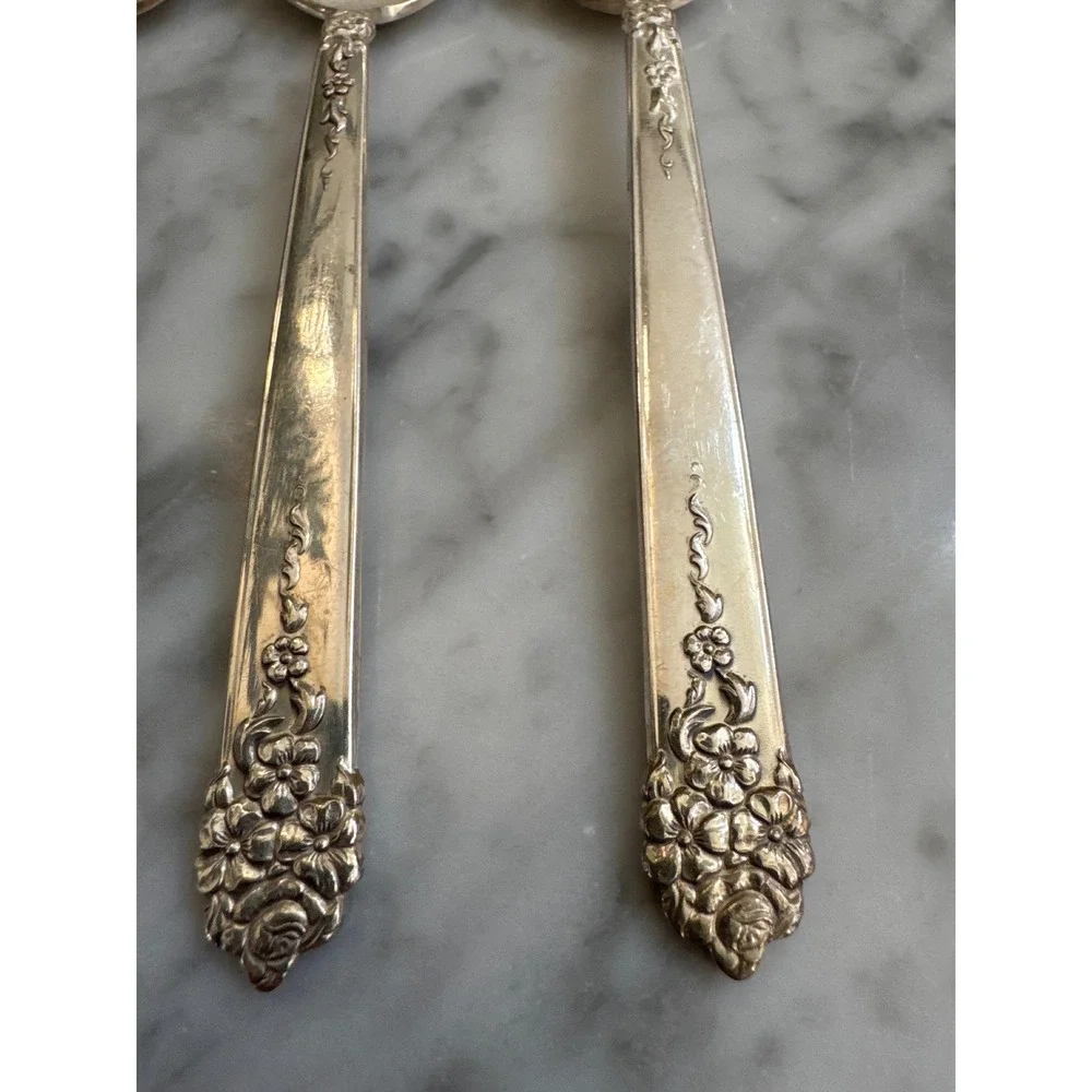 National Silver Co Moss Rose King Edward Silverplate Teaspoons 1949 Set of 7